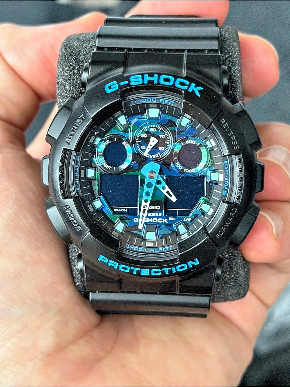 Casio G-Shock GA-100CB-1A Blue Camo Watch - Box & Papers Included (Needs Battery